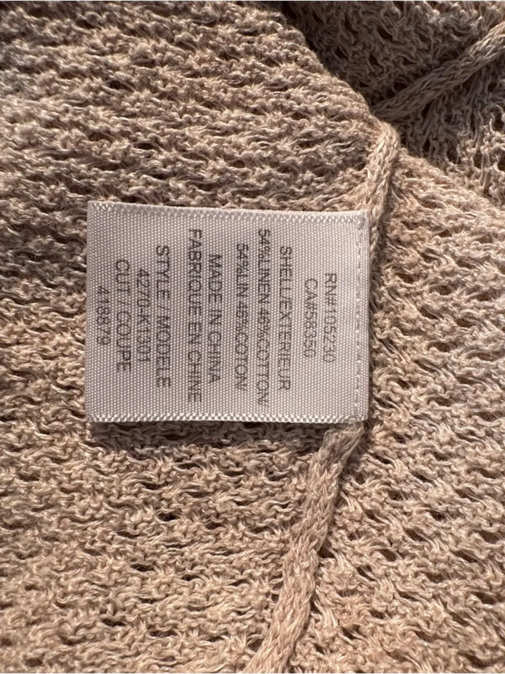 Joie Open-Front Cream Basketweave Knit Cardigan with Front Pockets L - Picture 10 of 10